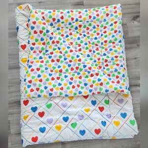 Vintage 1980s Sears Young At Heart Rainbow Heart Reversible Twin Comforter
